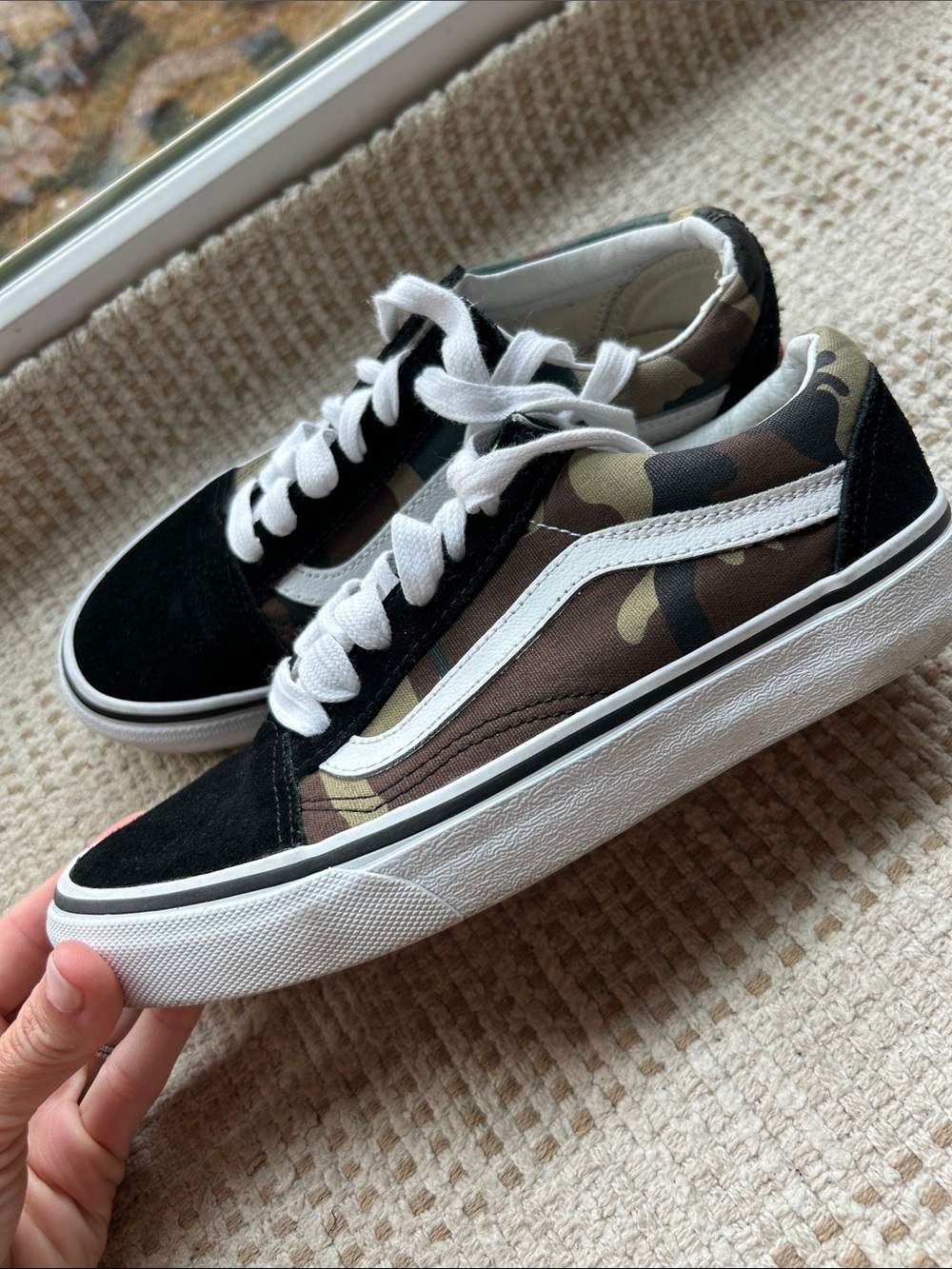 Vans Black Suede & Camouflage Low-Top Sneakers with White Stripe